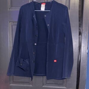 Dickies Navy Button-Front Work Jacket with Patch Logo